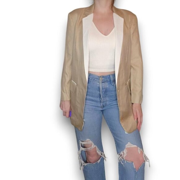 Jenni Kayne Silk Wool Blend Contrast Blazer - NEW WITH TAGS